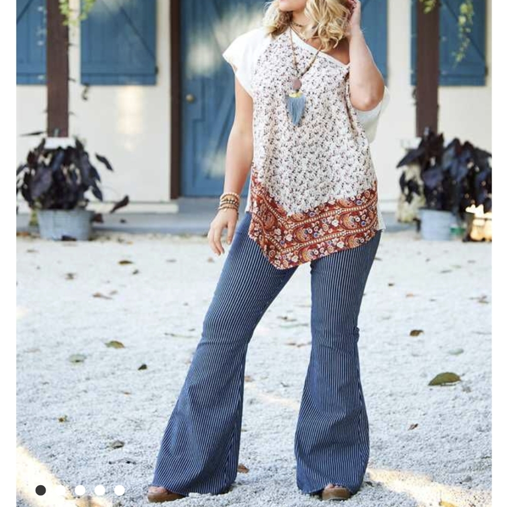 Striped Blue Flared Pants